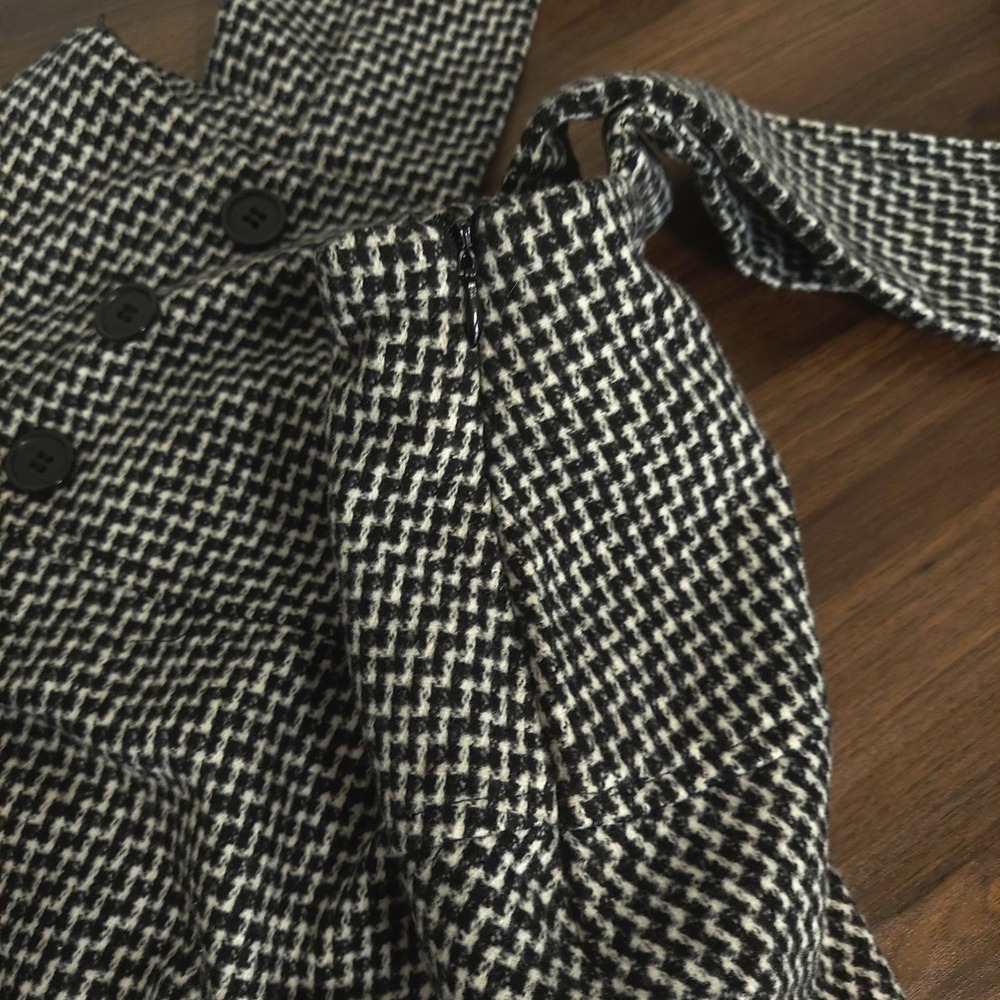 Forever 21 Houndstooth Pinafore Mini Dress S Suspender Preppy Academia Black‎ - Picture 6 of 14